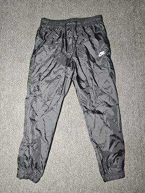 Nike Pants Medium Black White Track Pants Woven Elastic Waist Stretch Mens